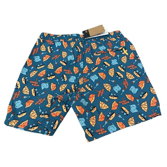 The North Face Men's Class V Pull On Short Blue Coral Camp Print Size Medium New - Picture 2 of 3